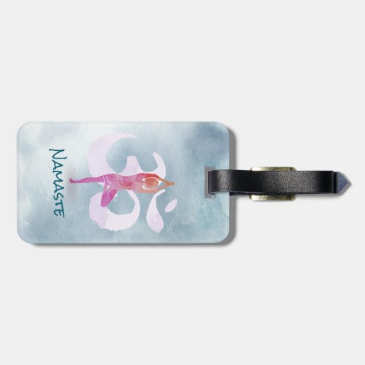 JONGE Instructeur Waterverf Meditation Pose Om Sig Bagagelabel (Achterkant horizontaal)