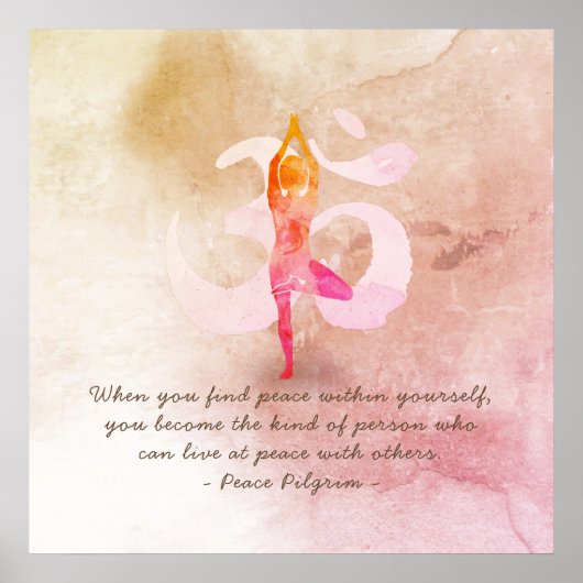 JONGE Instructeur Waterverf Meditation Pose Om Sig Poster (Voorkant)