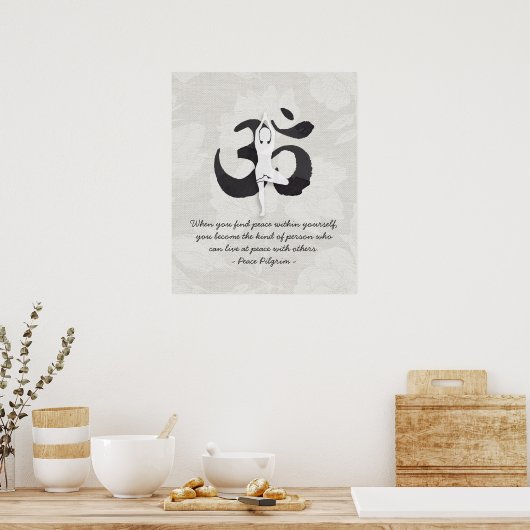JONGE Instructeur Waterverf Meditation Pose Om Sig Poster (Keuken)