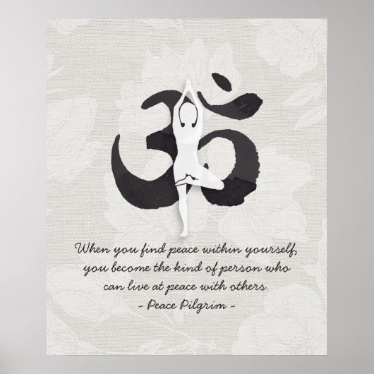 JONGE Instructeur Waterverf Meditation Pose Om Sig Poster (Voorkant)