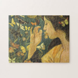 Jonge Japanse Vrouw met Mooie Vlinders Legpuzzel