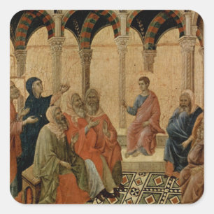 Jonge Jezus onderwijzen in de tempel Vierkante Sticker
