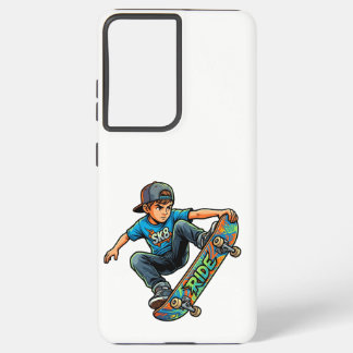 Jonge jongen op skateboard samsung galaxy hoesje