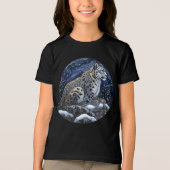 Jonge jongens sneeuwluipaard zwart T-shirt. Tri-Blend Shirt (Voorkant)