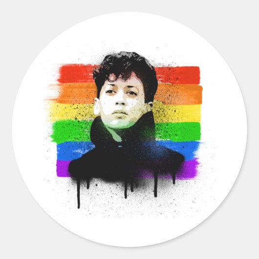 Jonge Kamala Harris LGBTQ Pride Flag Graffiti Ronde Sticker (Voorkant)