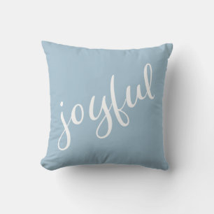 Jonge kerstfeestdag in Pastel Blue Script Kussen