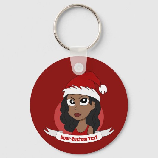 Jonge kerstman-cartoon sleutelhanger (Voorkant)