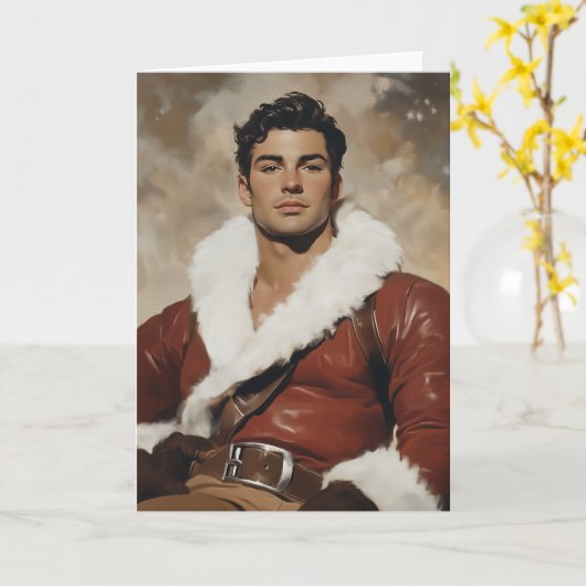 Jonge Kerstman - Dashing Portrait of Christmas Pas Kaart (Gele Bloem)