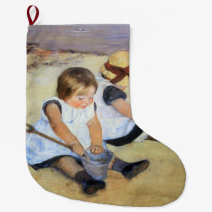 Jonge kinderen die op de strand spelen (Mary Cassa Grote Kerstsok