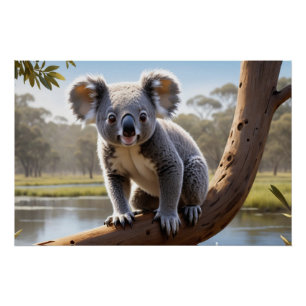 Jonge Koala bij een meer Perfect Poster