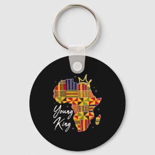 Jonge Koning Art Afrikaanse Print Kente Stof Heren Sleutelhanger