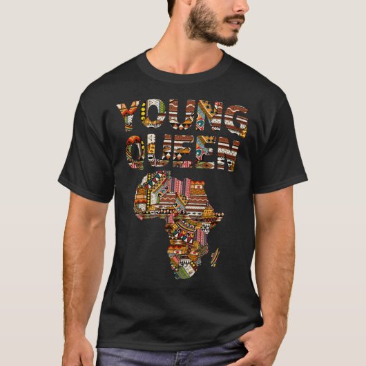 Jonge Koningin Zwarte Geschiedenis Afrikaans-Ameri T-shirt (Voorkant)