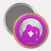 Jonge koppel roze silhouet die elkaar zoenen magneet (Voorkant / Achterkant)