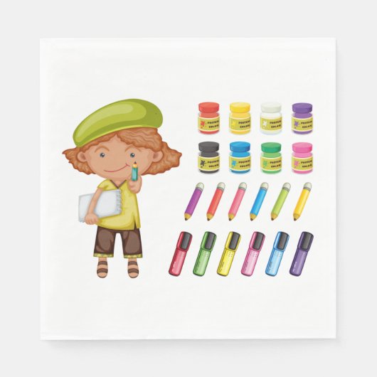 Jonge kunstenaar papieren servetten (Voorkant)