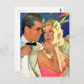 Jonge liefhebbers gaan uit,  romantisch briefkaart (Voorkant / Achterkant)