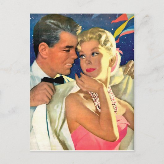 Jonge liefhebbers gaan uit,  romantisch briefkaart (Voorkant)