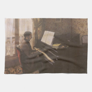 Jonge man aan de piano door Gustave Caillebotte Theedoek
