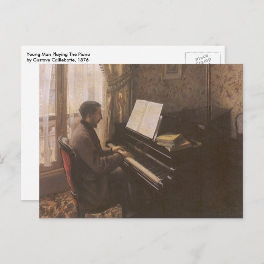 Jonge Man die de Piano speelt met Gustave Caillebo Briefkaart (Voorkant / Achterkant)