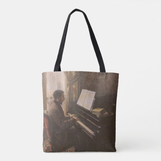 Jonge Man die de Piano speelt met Gustave Caillebo Draagtas (Achterkant)