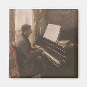 Jonge Man die de Piano speelt met Gustave Caillebo Magneet