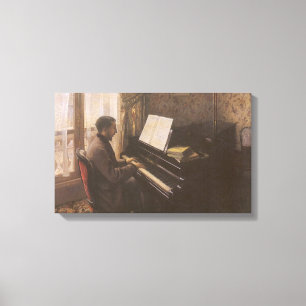 Jonge man die piano speelt van Gustave Caillebotte Canvas Afdruk