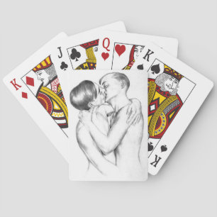 Jonge Mannen zoenen ( Gay Art) Pokerkaarten