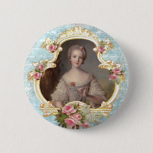 Jonge Marie Antoinette n Pink Roses Button Pin (Voorkant)