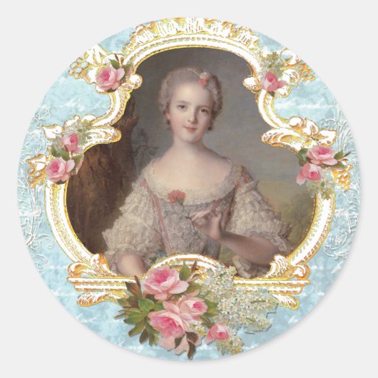 Jonge Marie Antoinette n Roze Rozen Stickers (Voorkant)