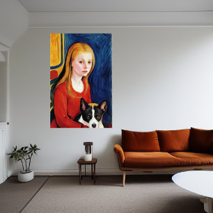 Jonge meid en hond AI Art Poster