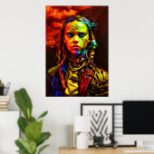 Jonge meid met blauwe ogen | AI Art Poster (Thuiskantoor)