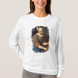 Jonge meid met een stamper en mortier t-shirt