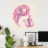 Jonge meisje dat yoga oefent onder het Yin Yang-sy Poster (Thuiskantoor)