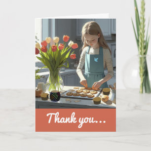 Jonge meisje koekjes bakker bedankt