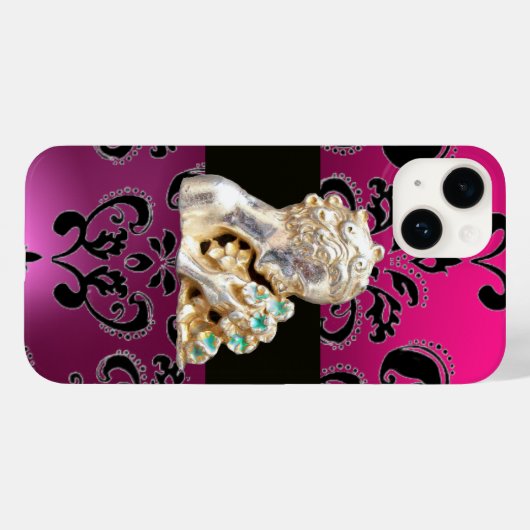 JONGE MEISJE MET VLOEREN ZWARTE PINKDAMASKAmethyst Case-Mate iPhone Case (Achterkant (horizontaal))