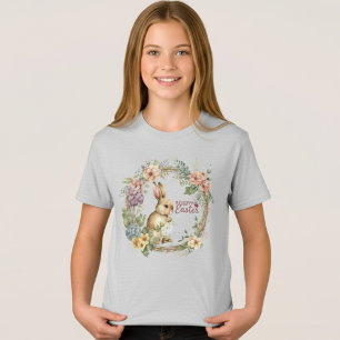 Jonge Meisjes Bloemige Happy Easter Konijn T-shirt