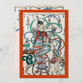 JONGE MEISJES, COLORFUL RIBBONS VRIJGEZELLENFEEST KAART (Voorkant / Achterkant)