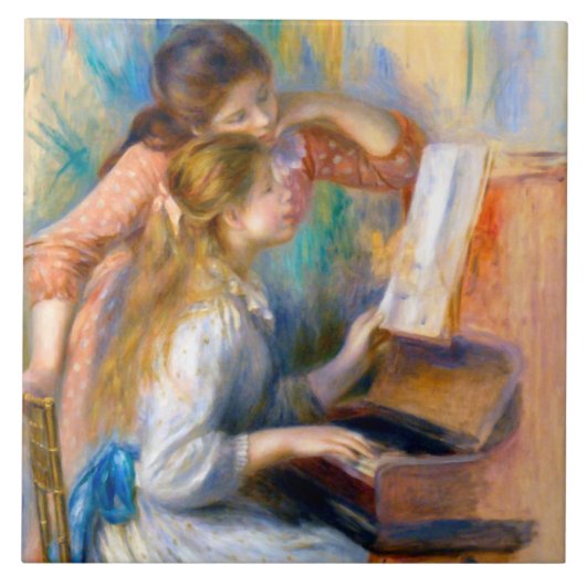 Jonge meisjes in de Piano, Renoir Tegeltje (Voorkant)