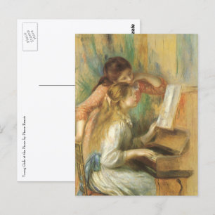 Jonge meisjes in Piano door Pierre Renoir Briefkaart