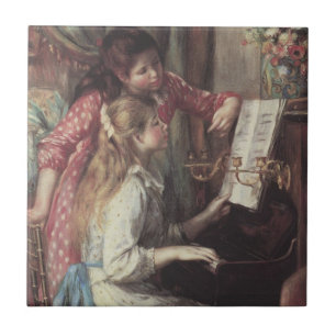 Jonge meisjes in Piano door Pierre Renoir Tegeltje