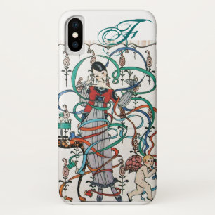 JONGE MEISJES MET KLORFUL RIBBON SWIRLS EN CUPID iPhone X HOESJE