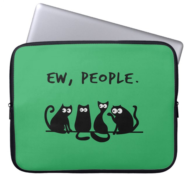 Jonge mensen Funny Meowy Black Cats Laptop Sleeve (Voorkant)