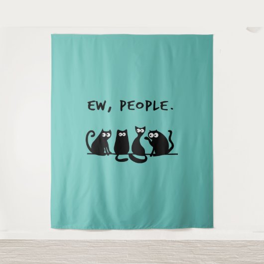 Jonge mensen Funny Meowy Black Cats Wandkleed (Voorkant)