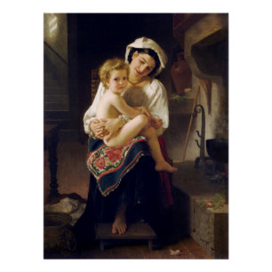 Jonge moeder die haar kind bezoekt perfect poster