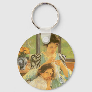 Jonge moeder die naait door Mary Cassatt Sleutelhanger
