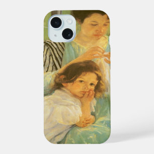 Jonge moeder die naait door Mary Cassatt, vintage iPhone 15 Hoesje