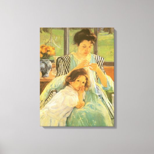 Jonge moeder naai door Mary Cassatt,  kunst Canvas Afdruk (Voorkant)