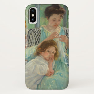 Jonge moeder naaien iPhone x hoesje