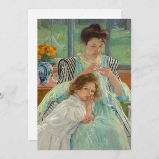 Jonge moeder naaien | Mary Cassatt (Voorkant / Achterkant)