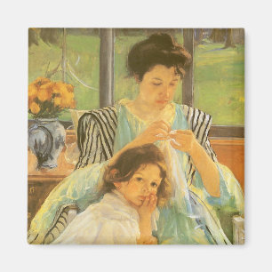 Jonge moeder naaiend door Mary Cassatt Magneet