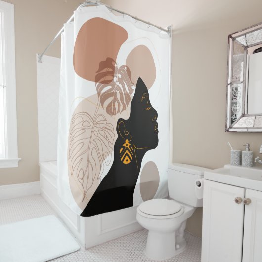 Jonge mooie afrikaanse amerikaanse vrouw BLM Douchegordijn (In situ)